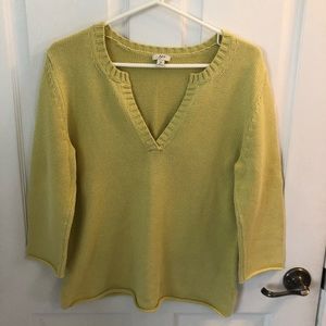 J Jill V Neck Sweater Lime Green